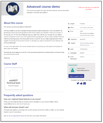 Screenshot of enhanced about course page.